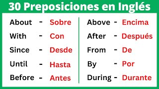 Las 30 Preposiciones más comunes en Inglés [upl. by Amedeo]