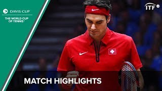 Federer vs Gasquet Highlights  Federer Wins The Davis Cup for Switzerland  ITF [upl. by Ahsen463]