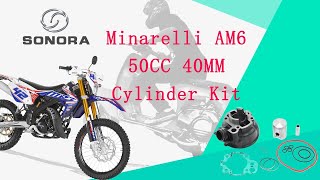 Minarelli AM6 50CC 40MM Cylinder Kit ST040130000SONORA MOTOR [upl. by Timothee]