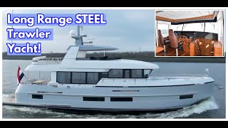 Check Out This STEEL Hull TRAWLER YACHT With A 4000 NM Range [upl. by Yclehc]