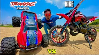 RC Traxxas Xmaxx Monster Car Vs Dirt Bike Vs Arrma Fireteam Unboxing amp Fight  Chatpat toy tv [upl. by Enylecoj]