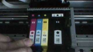 HP Officejet 7500A Wide Format  PowerUp amp Supply Install [upl. by Nehtanoj836]