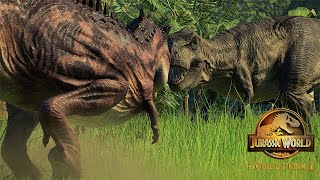 NEW TARBOSAURUS Camp Cretaceous VS REXY Jurassic Park  Jurassic World Evolution 2 [upl. by Inness]