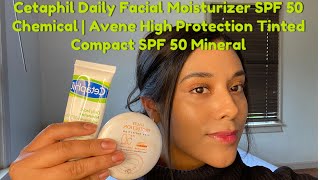 Cetaphil Daily Facial Moisturizer SPF 50 amp Avene Mineral Tinted Compact SPF 50  GRWM [upl. by Okimat]