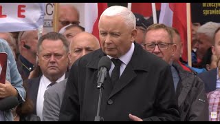 Protest Prawa i Sprawiedliwości w Warszawie Jarosław Kaczyński grzmi o torturach ks Olszewskiego [upl. by Kattie]