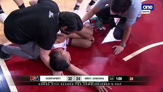 Nards Pinto tweaks ankle vs NorthPort  Honda S47 PBA Commissioners Cup 2022 [upl. by Arob]