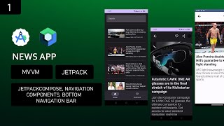 1 Bottom Navigation Bar Android Studio in Jetpack Compose 2024UX With Material3News App in Hindi [upl. by Akkire]