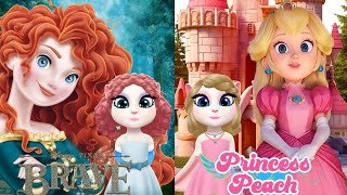 My Talking Angela 2  Princess Peach 🍑 vS Merida Brave 🤩  cosplay [upl. by Ethelbert]