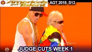 Celina and Filiberto Senior Dance Duo 100 SHADES OF GREY Americas Got Talent 2018 Judge Cuts 1 AGT [upl. by Kernan]