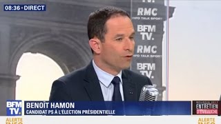 Benoît Hamon était linvité de JeanJacques Bourdin sur BFMTV et RMC le 21042017 [upl. by Woods]