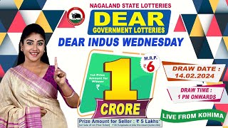 DEAR GOVERNMENT LOTTERIES LIVE DRAW DEAR INDUS WEDNESDAY DRAW TIME 1 PM ONWARDS DRAW DATE 14022024 [upl. by Yelkao]