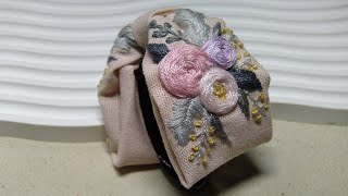 Cute claw clip with an embroidered rose bouquet │Hand embroidery │DIY hair clip │Tự làm phụ kiện tóc [upl. by Cheshire]