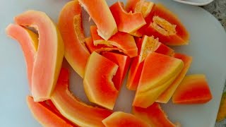 MS LYNKITS cooking is livePEELING RED PAPAYA ASMR SLICING [upl. by King]