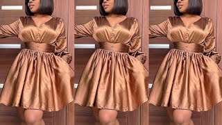 How To Cut and Sew a V Neck With Shoulder Pleats Gown and Gathers [upl. by Naleek]