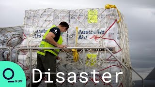 First Aid Flights Arrive in Tonga After Volcano Eruption [upl. by Heloise]