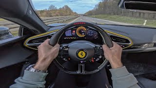 POV Novitec Ferrari 296 GTB with 868hp RaceExhaust on the Autobahn [upl. by Thecla355]