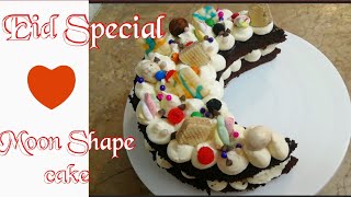 EID Special Moon Shaped Cake  Easy Chocolate cake Recipe [upl. by Aiken88]