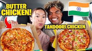 Eating BUTTER CHICKEN PIZZA for the FIRST TIME INDIAN PIZZA MUKBANG [upl. by Eissirc]