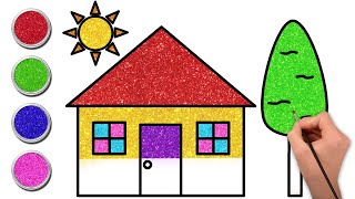 How to Draw A House From Shapes  Drawing Coloring and Painting for Kids  Chiki Art [upl. by Spooner]