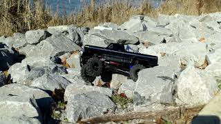 TRX4M F150 on the rocks by the lake [upl. by Ahsinyar]