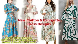 Stunning 2024 Flowy Chiffon amp Georgette Dress Designs amp Gowns [upl. by Kristan4]