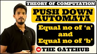 Pushdown Automata PDA for equal number of ‘a’ and equal number of ‘b’  GATECSE  TOC [upl. by Lahcear]