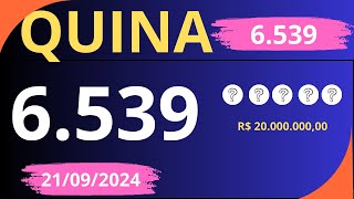 Resultado da Quina Concurso 6 539 Sorteio dia 21092024 [upl. by Erle526]