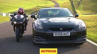 Car vs Bike Nissan GTR vs Ducati by autocarcouk  part two [upl. by Gwen]