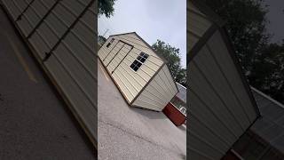 12x20 Metal Shed Portable building Gray Shed Shak smallbusiness reels tour [upl. by Eissahc]