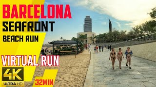 Virtual Run  Barcelona Beach  Running Video 4K  Treadmill Workout 039 [upl. by Myrvyn]