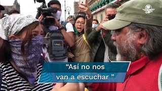 Hombre increpa a feminista durante marcha por los 43 de Ayotzinapa [upl. by Sjoberg]