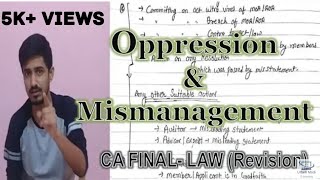 Oppression amp Mismanagement  CA FINAL  LAW [upl. by Haelhsa]