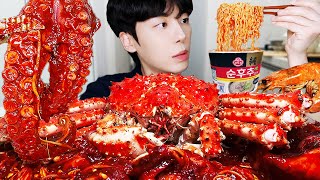 ASMR MUKBANG  직접 만든 해물찜 대왕 킹크랩 문어 팽이 버섯 먹방 amp 레시피 KING CRAB OCTOPUS SEAFOOD [upl. by Areit58]