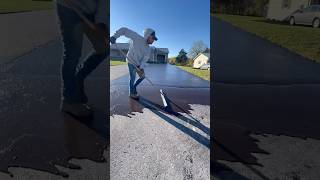 HOW TO SEALCOAT A DRIVEWAY WITHOUT SPRAYING IT ON asphalt sealcoating shorts [upl. by Suiradal934]