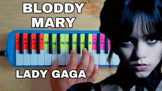 Cómo tocar Bloody Mary Wednesday Addams Lady Gaga  Tutorial en la MELÓDICA fácil sirve para PIANO [upl. by Kado313]