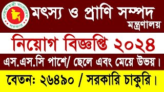 মৎস্য ও প্রাণি সম্পদ মন্ত্রণালয় নিয়োগ ২০২৪  Department of Fisheries Job Circular 2024 [upl. by Aaronson258]