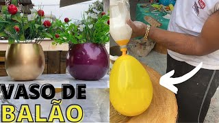 COMO FAZER VASO DE BEXIGA COM GESSO E DESIGNER MODERNO BALLOON FLOWER VASE Diy vasos decorativos [upl. by Lectra]