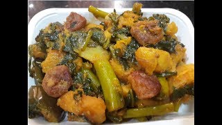 Pui Shaker Chorchori  Bengali veg recipes  Pui Saag Kumro Chorchori  Pui Saag Recipe [upl. by Nospmis]