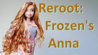 Doll hair reroot Disney Anna doll from Frozen by Mattel [upl. by Aleahs461]