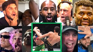 Fighters react to Islam Makhachev KNOCKING OUT Alexander Volkanovski UFC294 [upl. by Dollie]