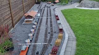 Gscale RhB freight trains at Filisur station [upl. by Aecila412]