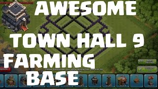 AWESOME TOWN HALL 9 FARMING BASE  RATHAUS 9  CLASH OF CLANS HD [upl. by Tisman]