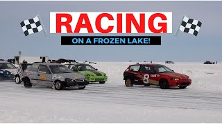 Racing on a FROZEN LAKE Gimli Manitoba [upl. by Timmi]