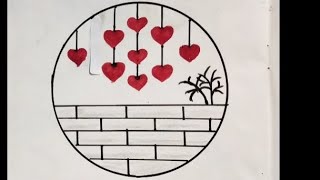 Easy Love Symbol Drawing  Simple Red Heart Drawing  Circle Drawing [upl. by Isla]