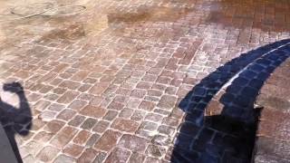 Stripping old behr sealant from concrete pavers [upl. by Doxia]