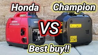 Honda eu2000I VS Champion 2000 Inverter generator Test Sound Load more [upl. by Dituri]