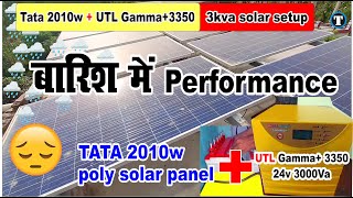 UTL Gamma Plus 3350 3 kva solar setup  बारिश में performance  Utl gamma3350  tata 2010w [upl. by Eille]