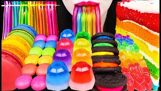 ASMR Jelly Noodles Rainbow Oreo Macaron 젤리 국수 무지개 오레오 먹방 Mukbang Eating [upl. by Hamo]