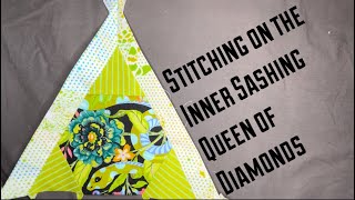 EPP First sashing easing in queen of diamonds English paper piecing quilt pattern [upl. by Refotsirk]