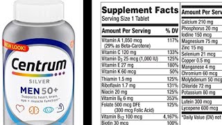 Centrum Silver for Men 50 Supplement Facts [upl. by Tankoos435]